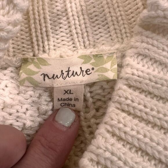 Women’s Nurture Chunky Knit Ivory Sweater Wool Blend Fisherman Cable Knit XL - Picture 7 of 9